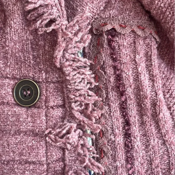 Free People Mauve Cuddle Bear Double Breasted Cardigan Sweater size SX - Picture 8 of 9